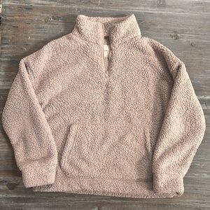 American Eagle Outfitters Gray Oversized Sherpa Pullover